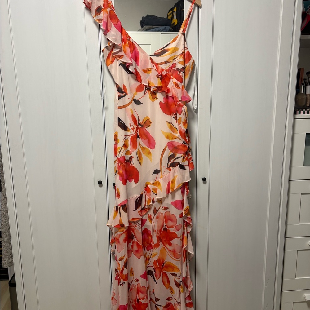 Ever New Pink and Orange Floral Ruffle Maxi Dress - Picture 2 of 4